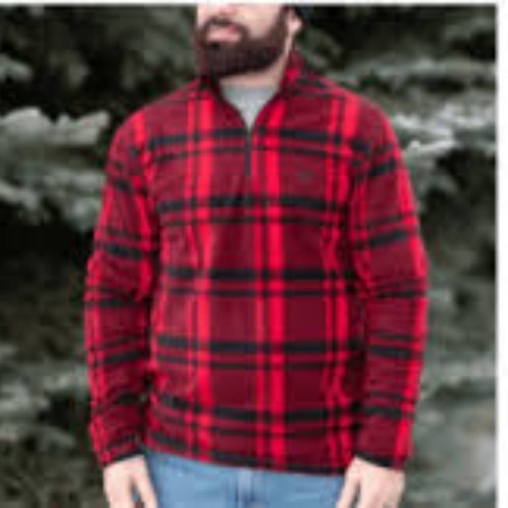 Chaps Men's Fleece Flannel 1/4 Zip Jacket Sz M NWT - Picture 2 of 2